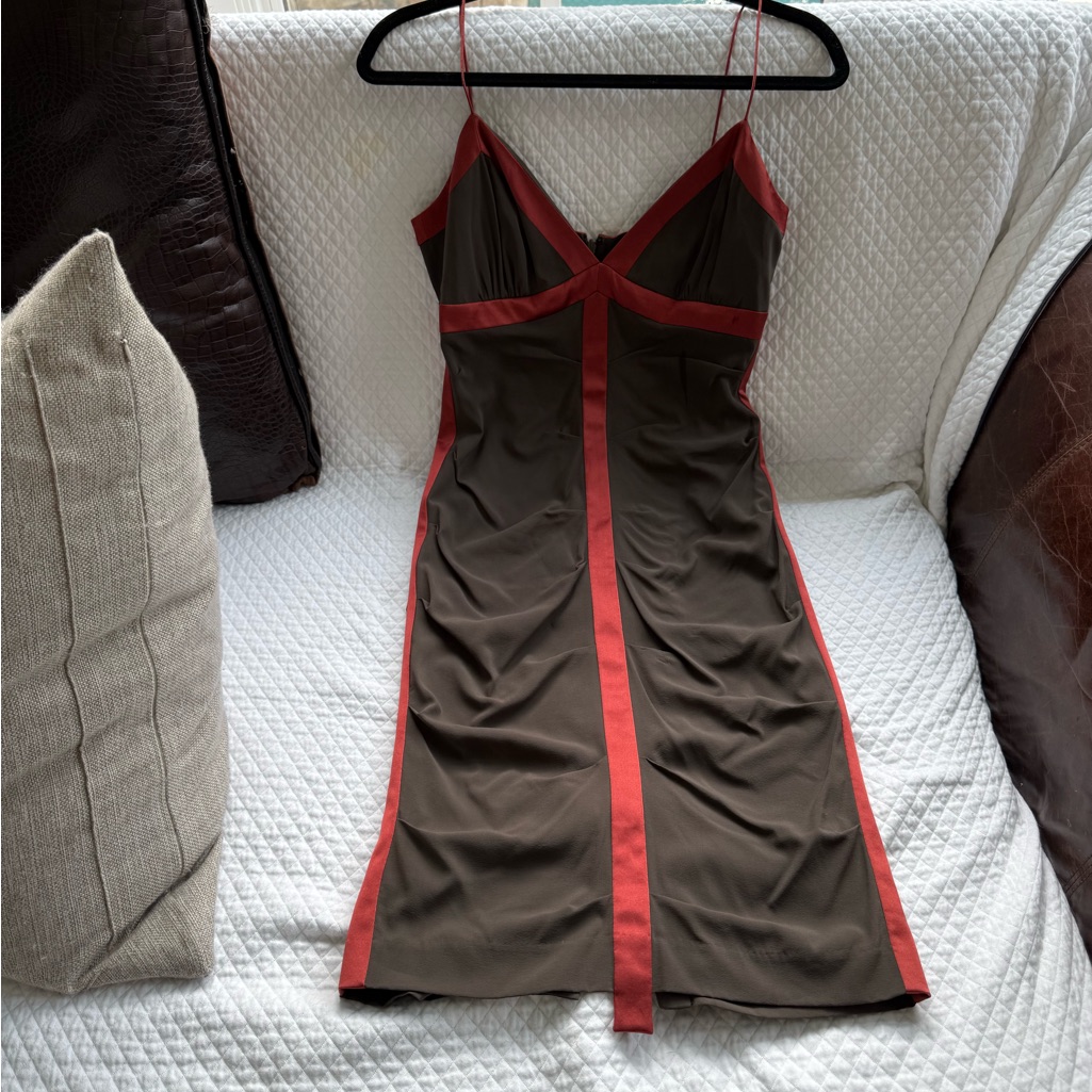 Unique Vintage Nicole Miller Silk Brown/Rust Dress